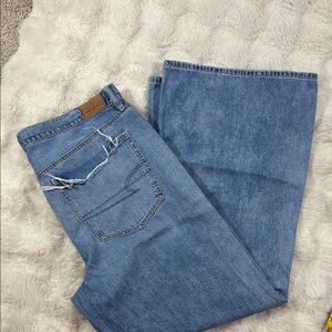 AEO Low Rise Baggy Flare Jeans size 14 Short